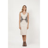 Beige V-Neck Pencil Dress
