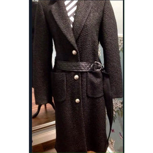 Black Designer Wool Blend Coat