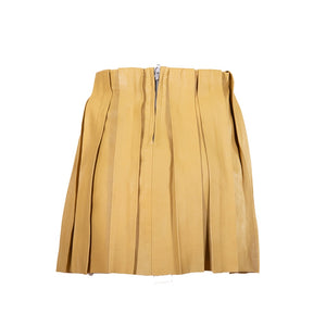 Michael Lombard - Yellow Pleated Leather Skirt
