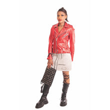 Michael Lombard - Gray Sheepskin Leather Zipper Moto Skirt