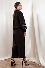 Black Coat with Floral Embroidery