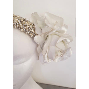 HOCO14 Swarovski Crystal & Cream Rose Pearl Headband