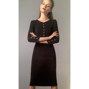 Camelot Black Pencil Dress with Pearls