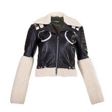 Michael Lombard - Black Sheepskin White Wool Fur Leather Jacket